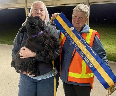 Lesley with Rebel and her ribbon