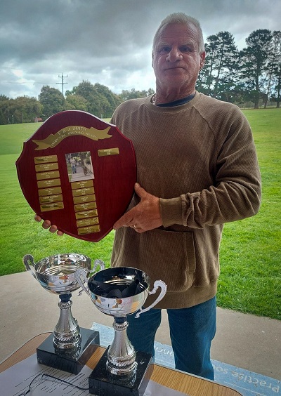Eddie with his trophies